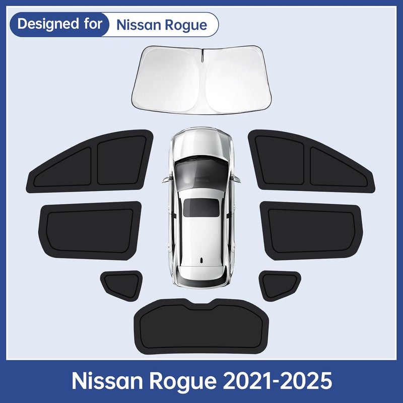 FSHAANY'S 8PCS Car Window Shades for Nissan Rogue 2021-2025, Window Covers for Rogue Windshield Side Rear Windows, Full Set Privacy Protection Car Sunshade with UV Blocking for Camping Napping - Image 3